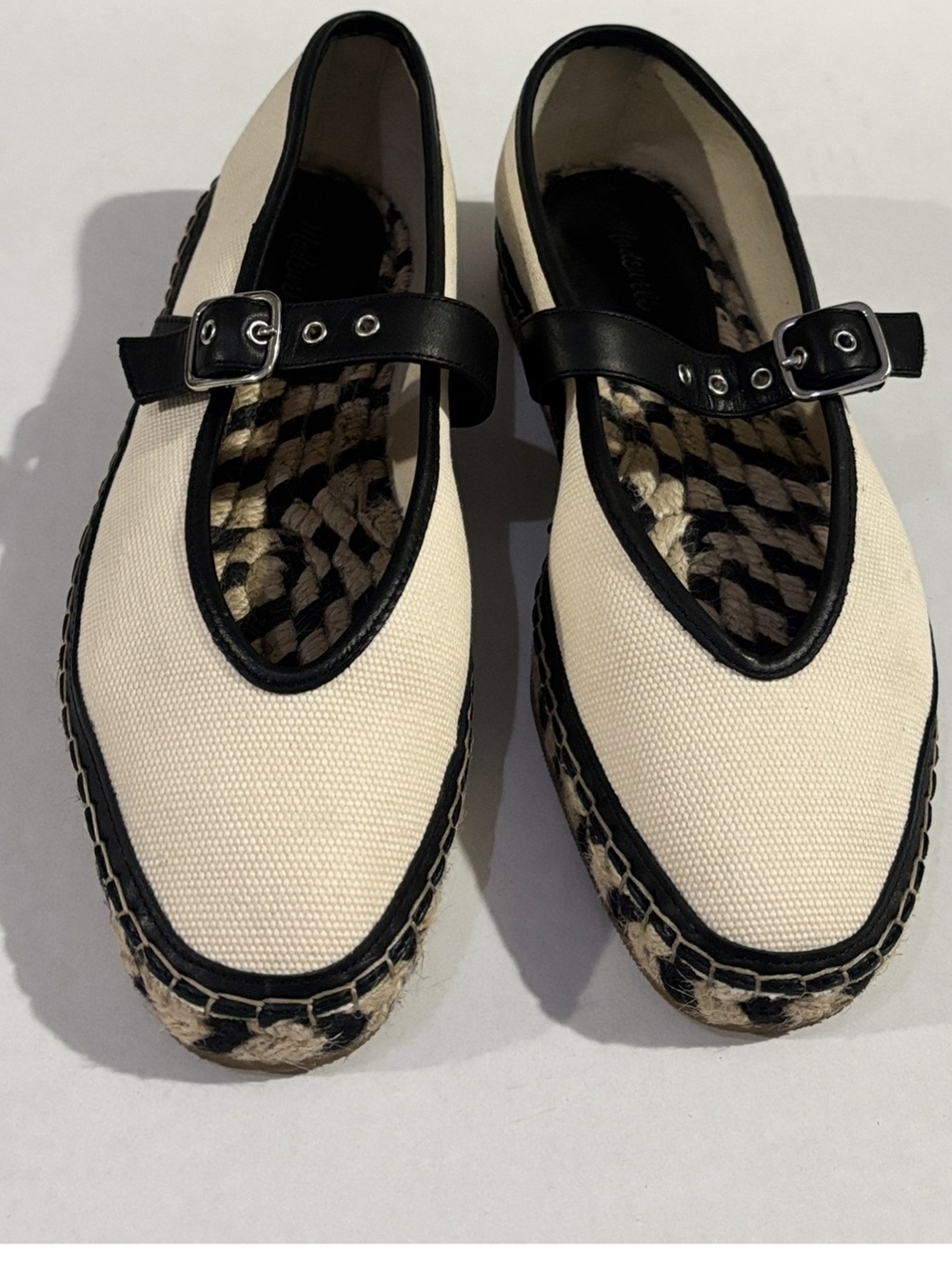 Madewell The Remy Mary Jane Womens size 8 Shoes Espadrille Cream & Black - Picture 2 of 16